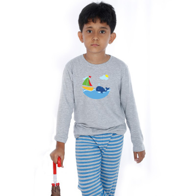 Grey Full Sleeve Boys Pyjama - Dolphy